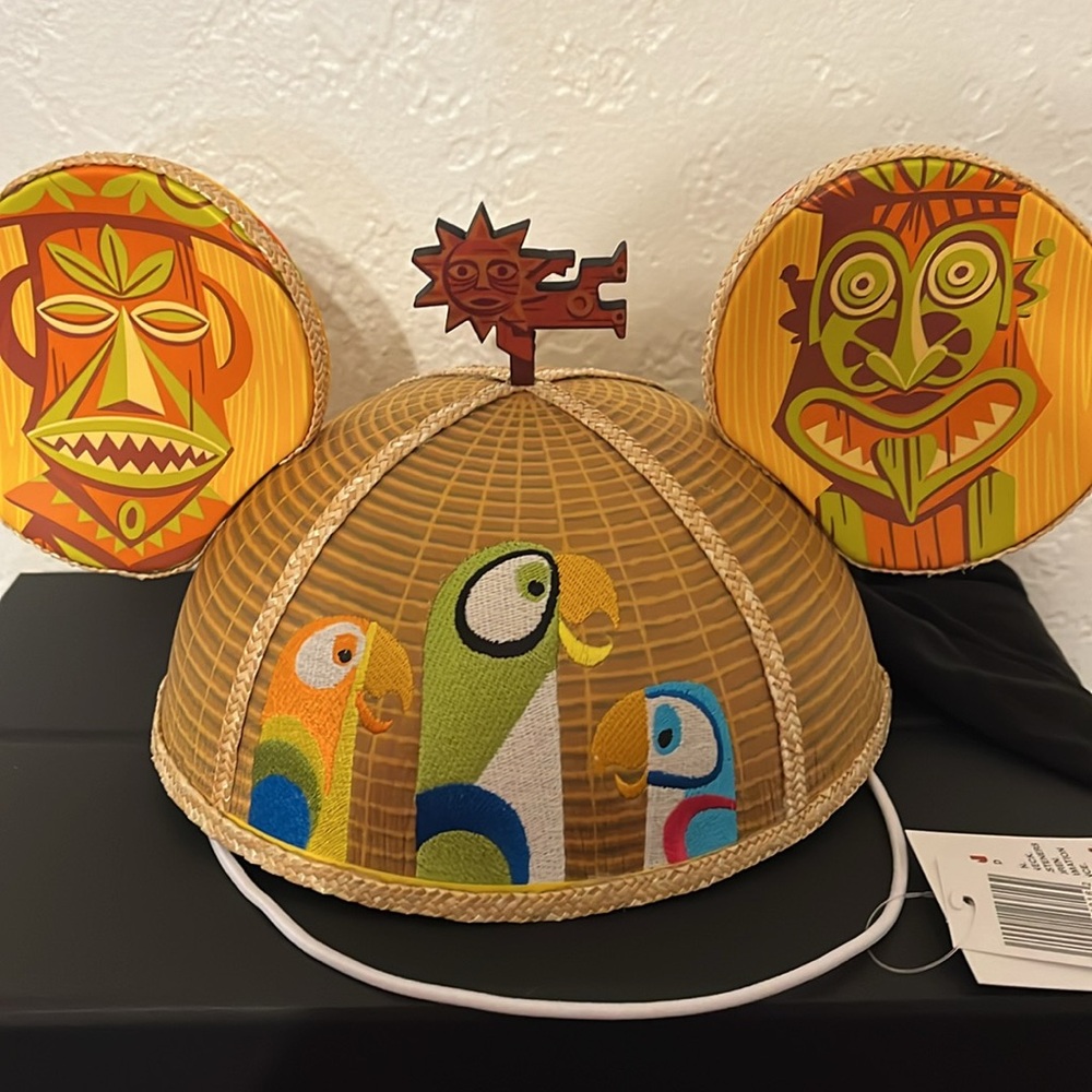 Disney Parks Designer Collection SHAG Enchanted Tiki room Mickey Ears Hat New - Picture 2 of 6